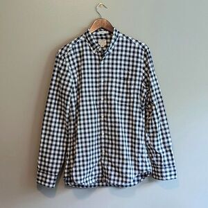 J.Crew Size Medium Blue White Button Down Shirt Mens Check Stretch M Organic LS